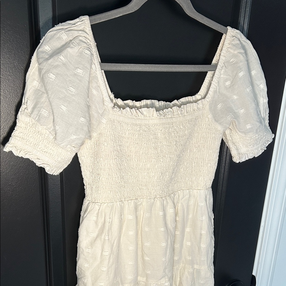 American Eagle White Smocked Dress